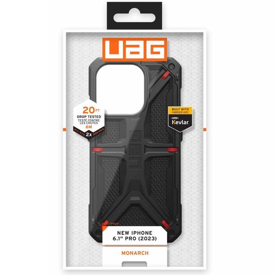 Puzdro Urban Armor Gear pre iPhone 15 Pro, Monarch, Kevlar čierne