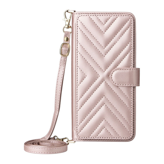 Puzdro s chlopňou pre Xiaomi Redmi A5, Crossbody Leather Wallet, ružové