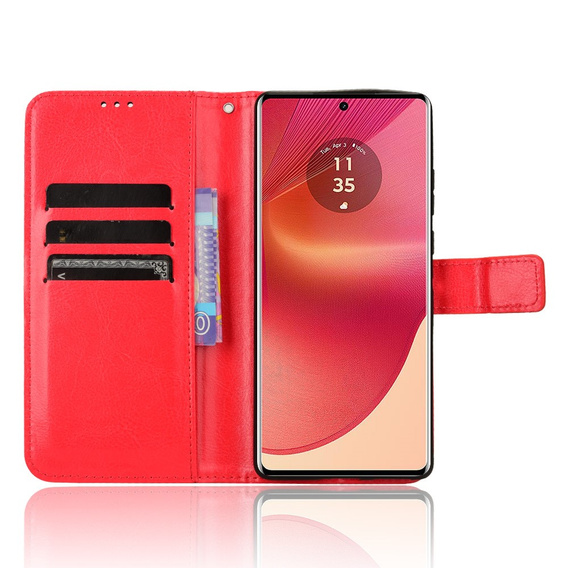Klapkové puzdro pre Motorola Edge 50 Fusion 5G, Crazy Horse Wallet, červené
