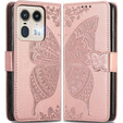 Klapkové puzdro pre Motorola Edge 50 Ultra, Butterfly, ružové rose gold