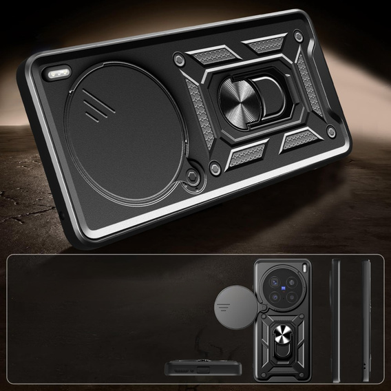 Obal na mobil pre Vivo X200 Pro 5G, CamShield Slide, čierne