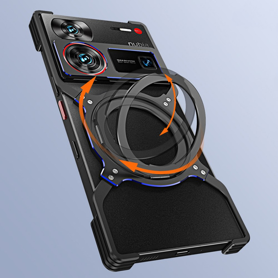 Puzdro pre ZTE nubia Z60 Ultra, Kickstand Bumper, s krytom objektívu, pre MagSafe, čierna / červená