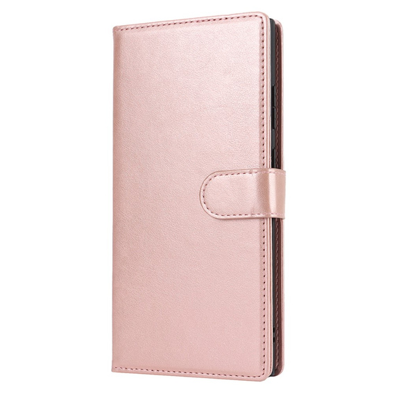 Puzdro s chlopňou pre Samsung Galaxy S23 Ultra, peňaženkové, pre MagSafe, ružové rose gold