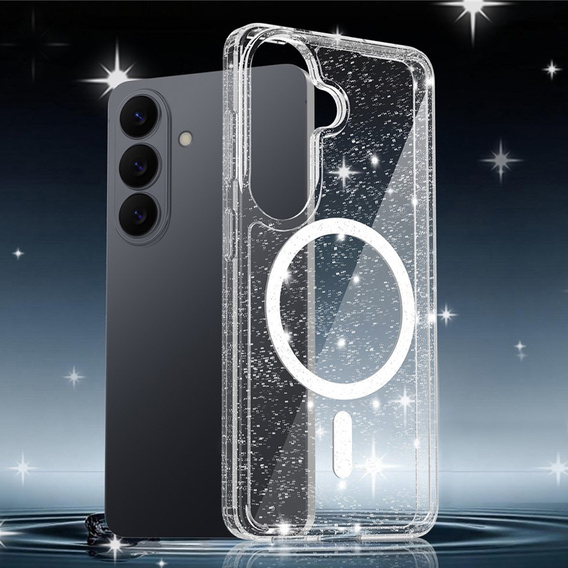 Třpytivé pouzdro, pro MagSafe pro Samsung Galaxy S26, průhledné