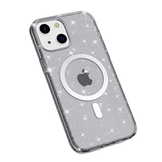 Puzdro pre iPhone 14 Plus, Glittery, pre MagSafe, čierne