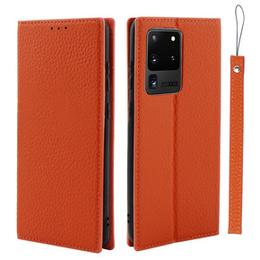 Kožené puzdro pre Samsung Galaxy S20 Ultra, ERBORD Grain Leather, oranžové