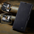 CASEME puzdro pre Samsung Galaxy S22 Ultra, Leather Wallet Case, čierne