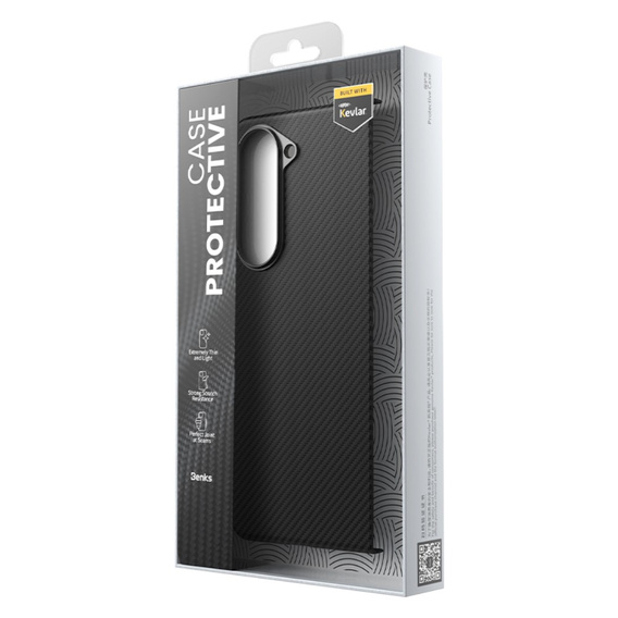 Puzdro BENKS Kevlar pre Samsung Galaxy Z Fold5 5G, pre MagSafe, Carbon Fiber, čierne
