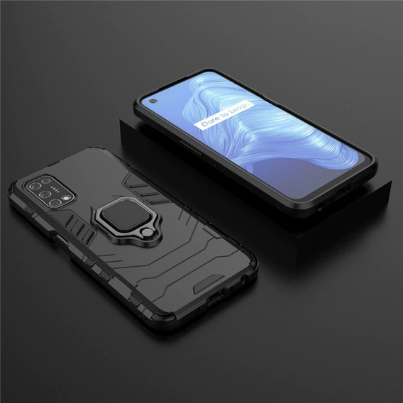 Obal na mobil pre Realme 7 5G, Kickstand Ring, čierne