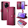 Klapkové puzdro pre Realme 14 Pro+ 5G, Wallet Zipper Pocket, červené