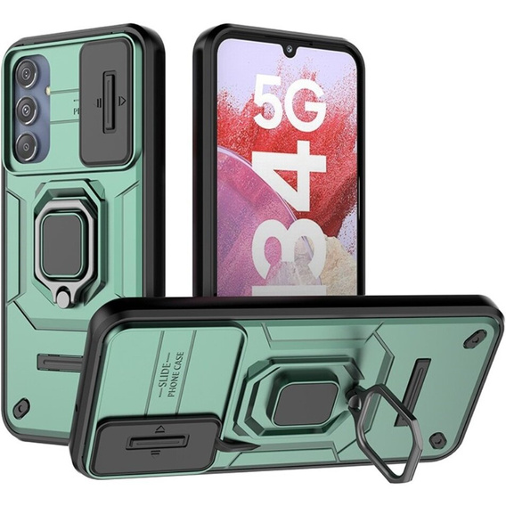 Puzdro pre Samsung Galaxy M34, KickStand Camera Lens, zelený