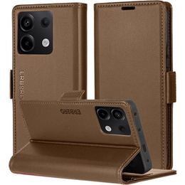 Puzdro pre Xiaomi Redmi Note 13 5G, ERBORD Glossy Litchi, flipová peňaženka, hnedé