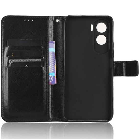 Klapkové puzdro pre Honor 90 Lite 5G, Crazy Horse Wallet, čierne