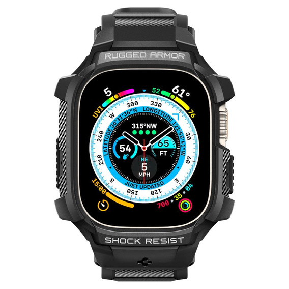 Pasek z etui Spigen do Apple Watch Ultra 49mm, Rugged Armor Pro, Czarny