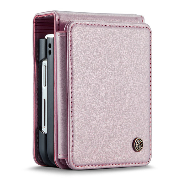 CASEME flipové puzdro pre Samsung Galaxy Z Flip5 5G, Litchi Wallet, ružové