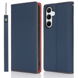 Klapkové puzdro pre Samsung Galaxy S25+ Plus, Litchi Skin Grain, tmavomodré