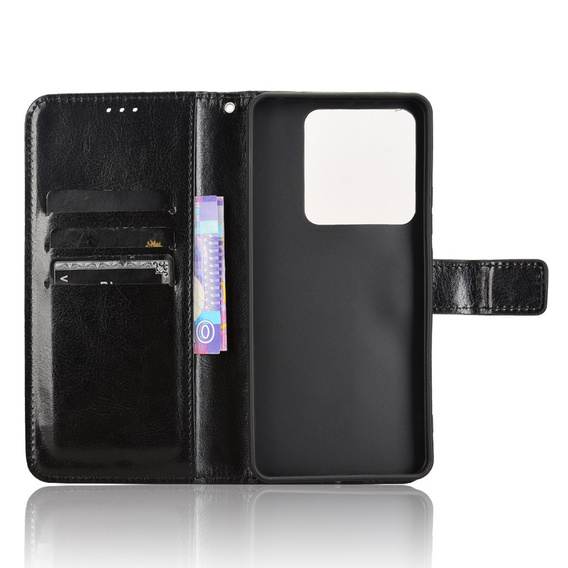 Klapkové puzdro pre Xiaomi Poco M7 Pro 5G, Crazy Horse Wallet, čierne