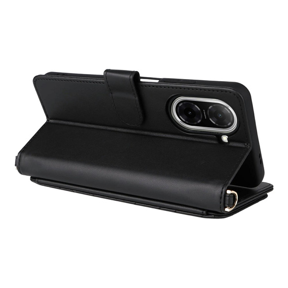 Puzdro s chlopňou pre Xiaomi Redmi A5, Crossbody Leather Wallet, čierne
