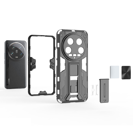 Puzdro pre Xiaomi 14 Ultra, Military kickstand, čierne