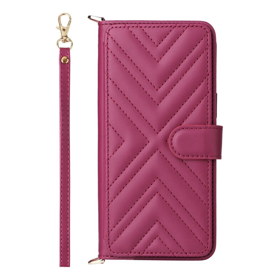 Puzdro s chlopňou pre Xiaomi Redmi A5, Crossbody Leather Wallet, bordové