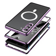 Magnetické puzdro Dual Glass MagSafe pre Samsung Galaxy S24+ Plus, fialové