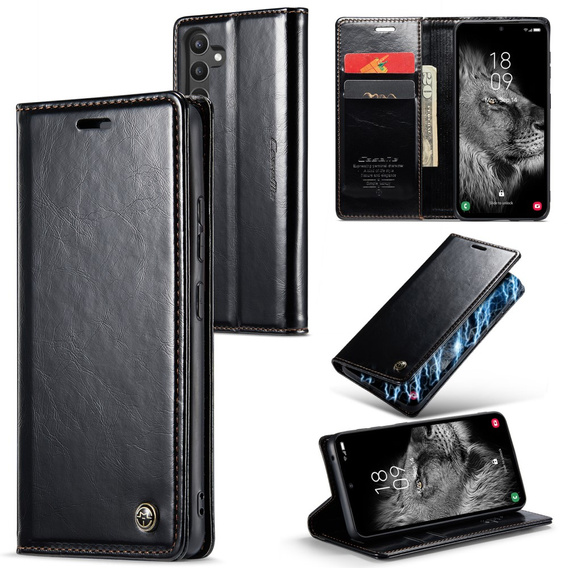 CASEME flipové puzdro pre Samsung Galaxy A34 5G, Waxy Textured, čierne