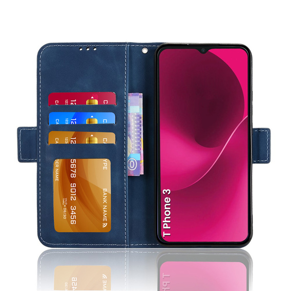 Klapkové puzdro pre T Phone 3 5G, Card Slot, tmavomodré