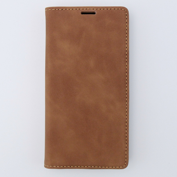 Puzdro pre iPhone 15, ERBORD Vintage, peňaženka s chlopňou, hnedé
