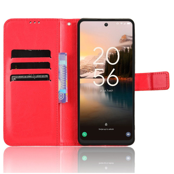Klapkové puzdro pre TCL 40 NxtPaper, Crazy Horse Wallet, červené