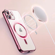 Puzdro pre iPhone 12, Electro MagSafe, ružové + sklo na displej
