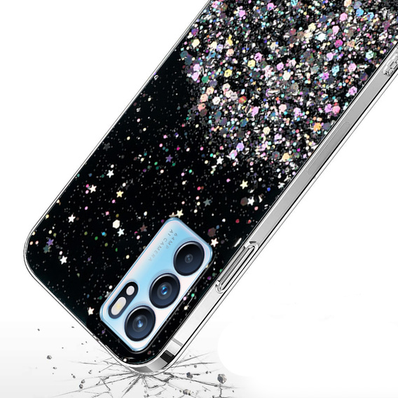 Obal na mobil pre OPPO Reno 6 5G, Glittery, čierne