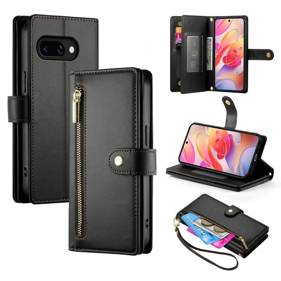 Klapkové puzdro pre Samsung Galaxy A56 5G, Wallet Zipper Pocket, čierne
