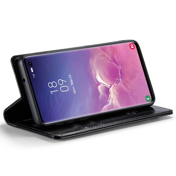 CASEME flipové puzdro pre Samsung Galaxy S10+ Plus, Waxy Textured, čierne