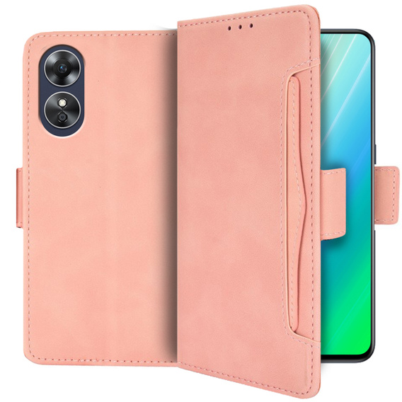 Klapkové puzdro pre Oppo A17, Card Slot, ružové