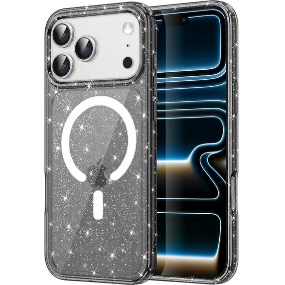 Puzdro pre iPhone 17 Pro Max, pre MagSafe, trblietavé - priesvitné čierne