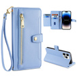 Klapkové puzdro pre iPhone 14 Pro Max, Wallet Zipper Pocket, modré