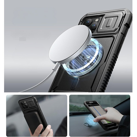 Pancierované puzdro pre iPhone 13 Pro Max, Dexnor CamProtect MagSafe, čierne