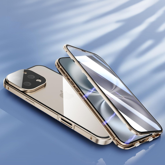 Puzdro pre iPhone 16 Pro, Magnetic Dual Glass, zlaté