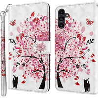 Klapkové puzdro pre Samsung Galaxy A14 4G/5G, Wallet, tree, biele