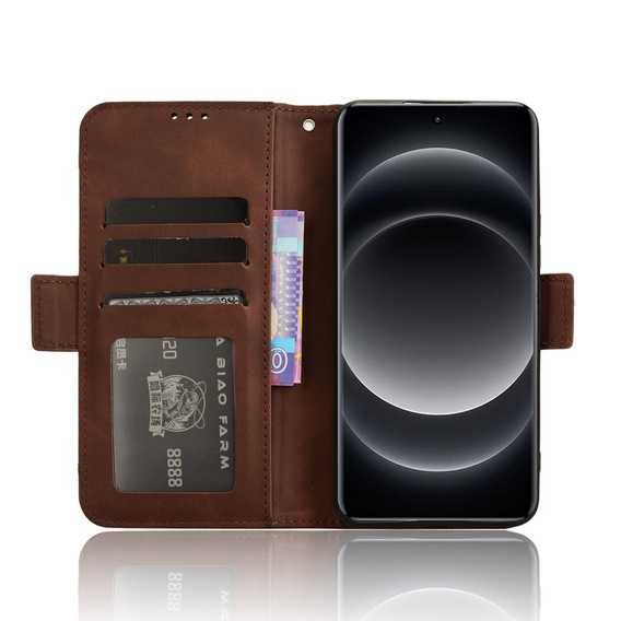 Klapkové puzdro pre Xiaomi 14 Ultra, Card Slot, hnedé