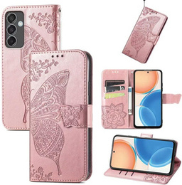 Klapkové puzdro pre Samsung Galaxy M55 5G, Butterfly, ružové rose gold