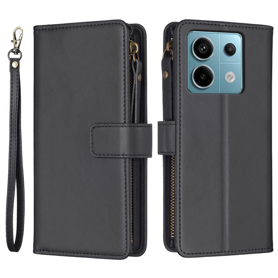 Klapkové puzdro pre Xiaomi Redmi Note 13 Pro 4G, Wallet Zipper Pocket, čierne