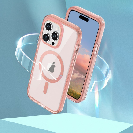 Puzdro pre iPhone 16 Pro Max, Shockproof Hybrid, s fóliou na displej, pre MagSafe, ružové