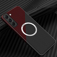 Obal na mobil pre Samsung Galaxy S23, Magsafe Slim Carbon, čierna / červená