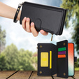 Klapkové puzdro pre Samsung Galaxy S24, Wallet Zipper Pocket RFID, s popruhom cez rameno, čierne