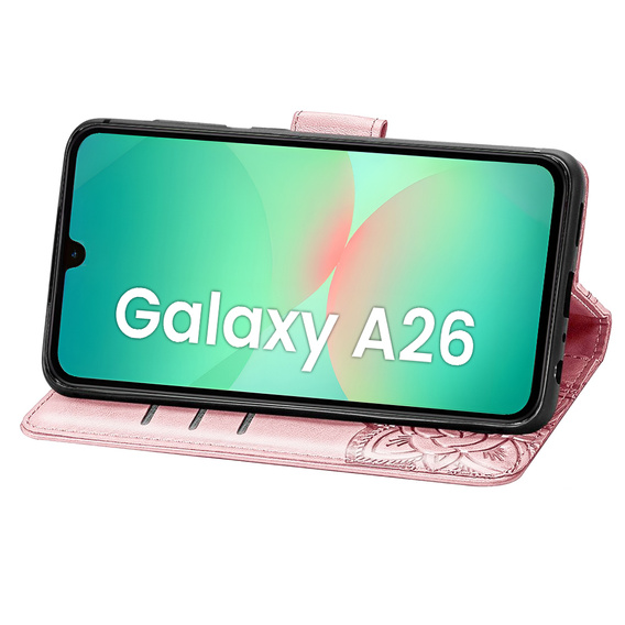 Klapkové puzdro pre Samsung Galaxy A26, Butterfly, ružové rose gold