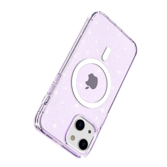 Obal na mobil pre iPhone 14, Dropproof MagSafe Glitter, fialové
