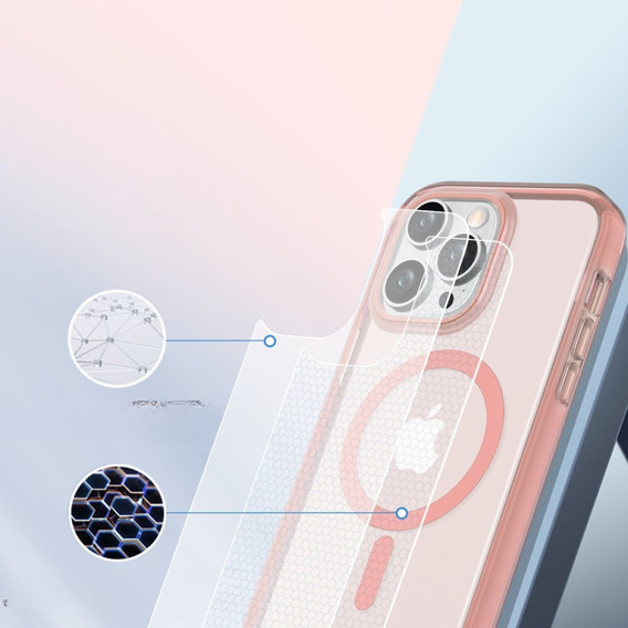 Puzdro pre iPhone 16 Pro Max, Shockproof Hybrid, s fóliou na displej, pre MagSafe, ružové
