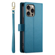 Klapkové puzdro pre iPhone 16 Pro Max, Wallet Zipper Pocket, modré
