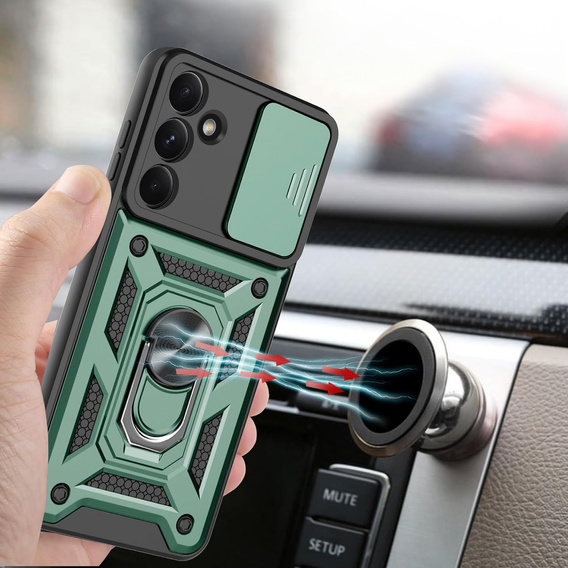 Pancierované puzdro pre Samsung Galaxy A36, CamShield Slide, zelený + tvrdené sklo 9H